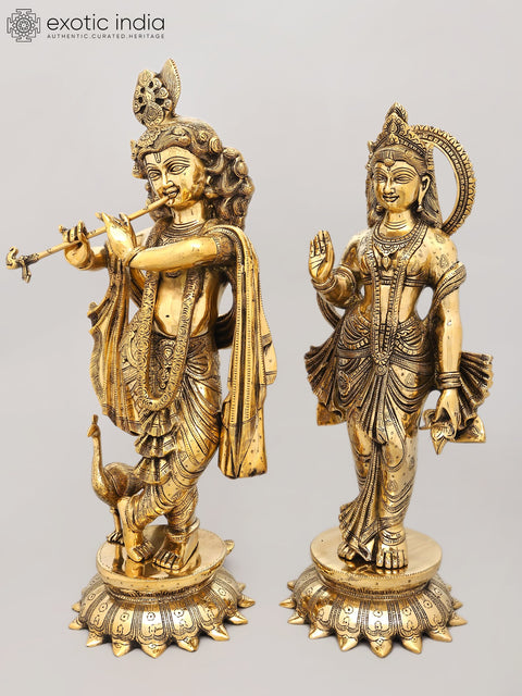 25" Divine Pair of Radha Krishna | Brass Statues
