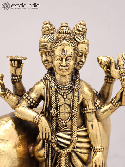 5" Small Superfine Lord Dattatreya Brass Idol
