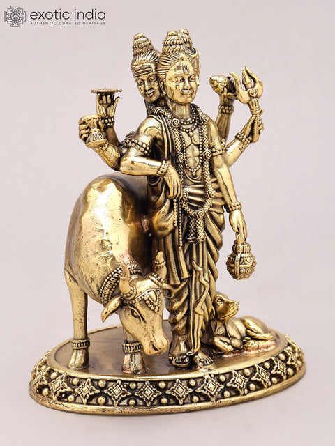 5" Small Superfine Lord Dattatreya Brass Idol