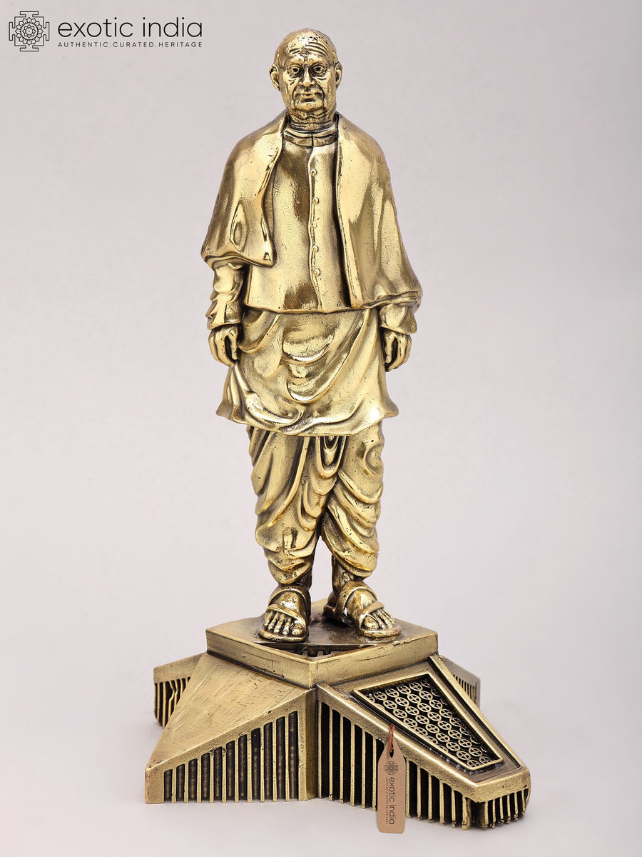 9" Sardar Vallabhbhai Patel Brass Statue - Handmade Sculpture