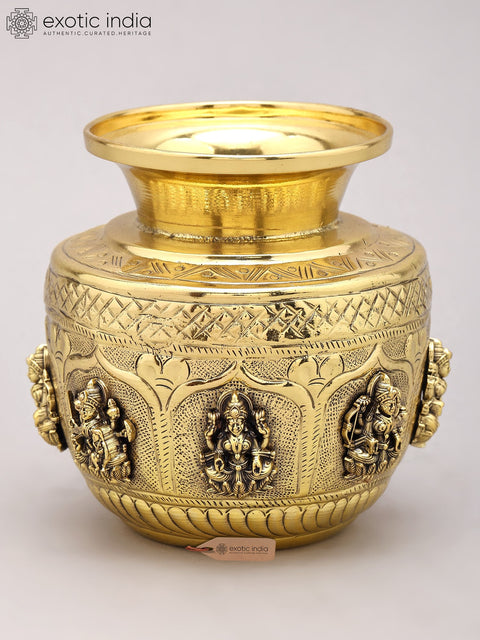 4" Superfine Ashtalakshmi Kalash in Brass