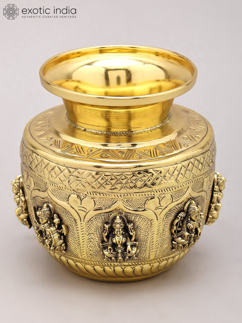 4" Superfine Ashtalakshmi Kalash in Brass