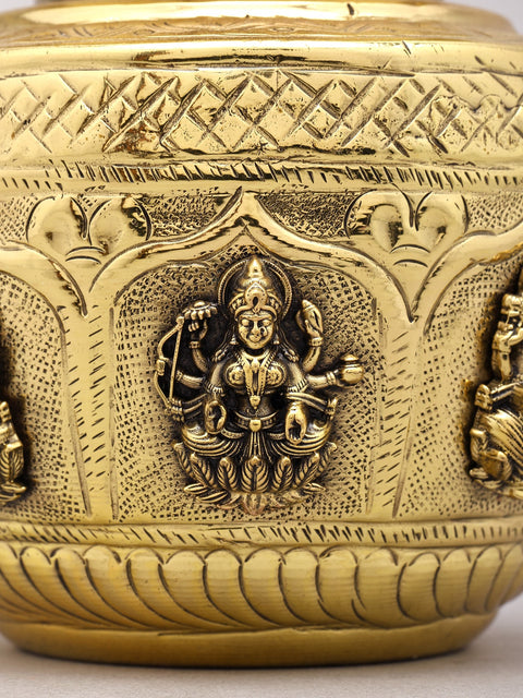 4" Superfine Ashtalakshmi Kalash in Brass