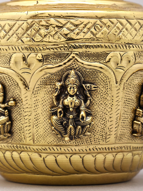 4" Superfine Ashtalakshmi Kalash in Brass