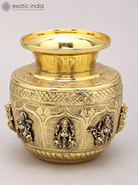 4" Superfine Ashtalakshmi Kalash in Brass