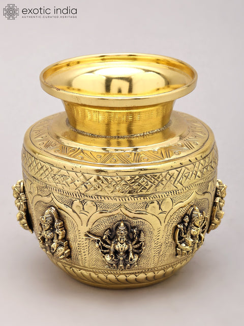 4" Superfine Ashtalakshmi Kalash in Brass