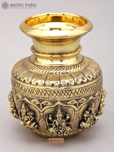 6" Superfine Ashtalakshmi Ritual Kalash in Brass