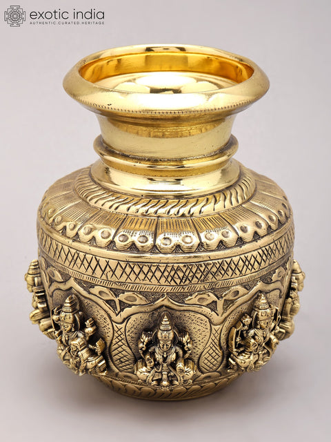 6" Superfine Ashtalakshmi Ritual Kalash in Brass