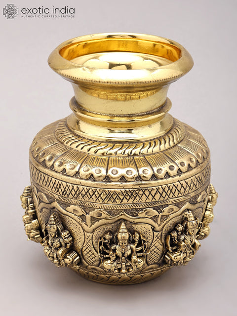 6" Superfine Ashtalakshmi Ritual Kalash in Brass