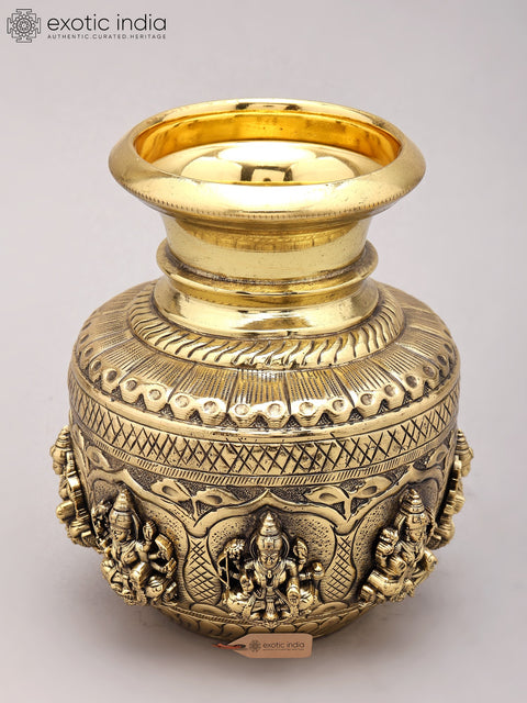 6" Superfine Ashtalakshmi Ritual Kalash in Brass