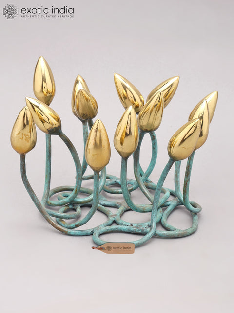 9" Buds Design Decorative Showpiece in Brass | Home Decor