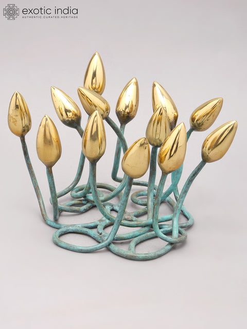 9" Buds Design Decorative Showpiece in Brass | Home Decor