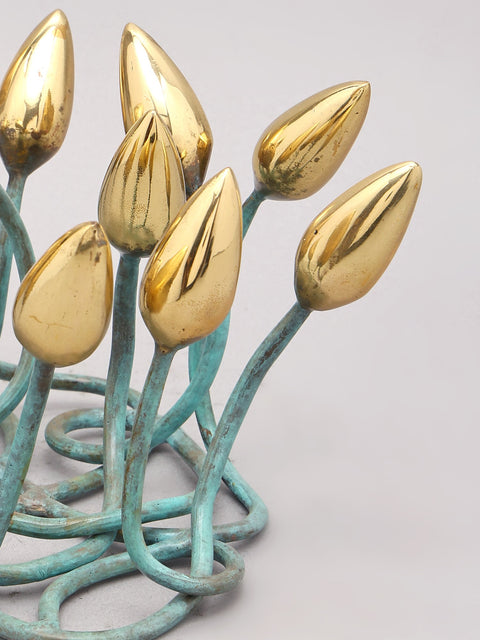 9" Buds Design Decorative Showpiece in Brass | Home Decor