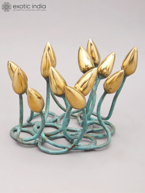 9" Buds Design Decorative Showpiece in Brass | Home Decor