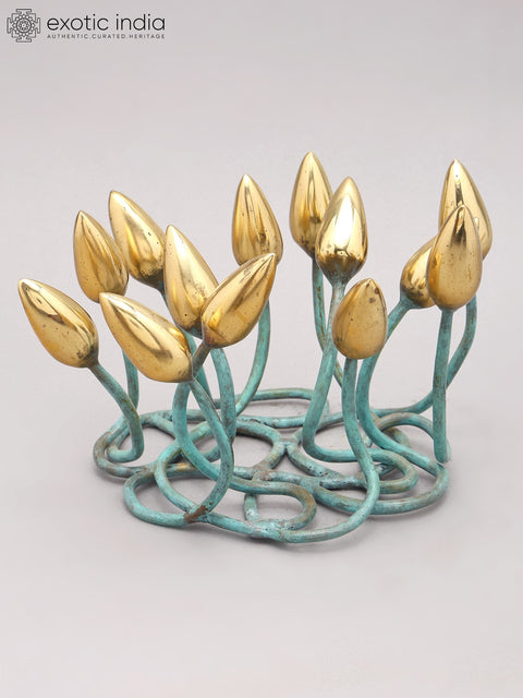 9" Buds Design Decorative Showpiece in Brass | Home Decor