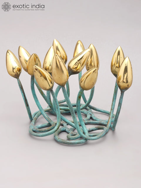 9" Buds Design Decorative Showpiece in Brass | Home Decor