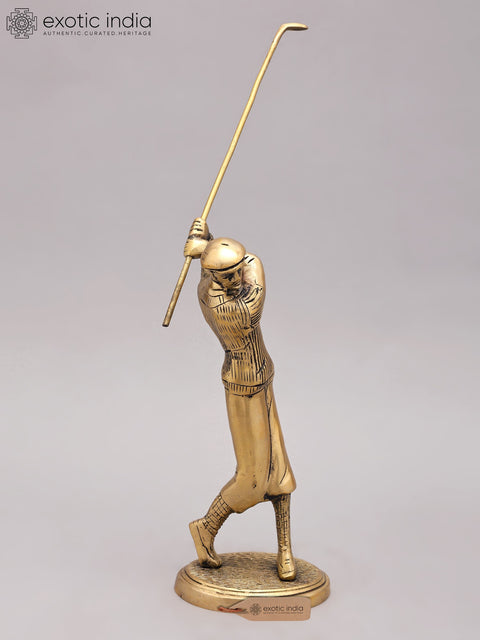 9" Brass Golfer Figurine | Table Decor Statue