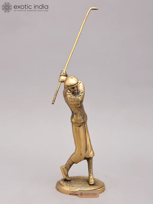 9" Brass Golfer Figurine - Handmade Table Decor Statue
