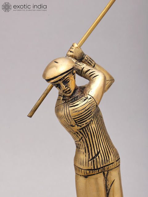 9" Brass Golfer Figurine | Table Decor Statue