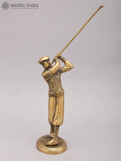 9" Brass Golfer Figurine | Table Decor Statue