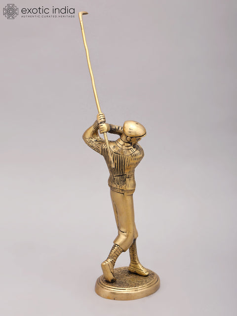 9" Brass Golfer Figurine | Table Decor Statue