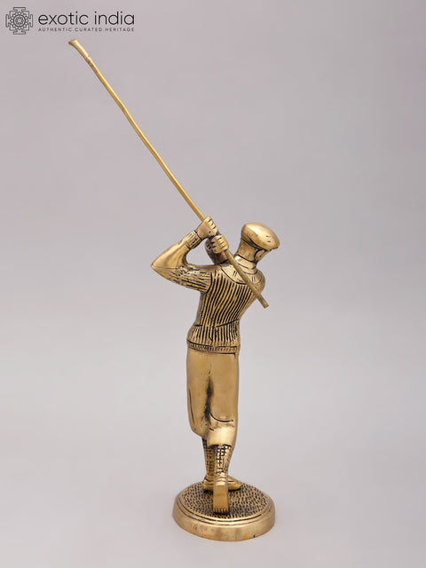 9" Brass Golfer Figurine | Table Decor Statue