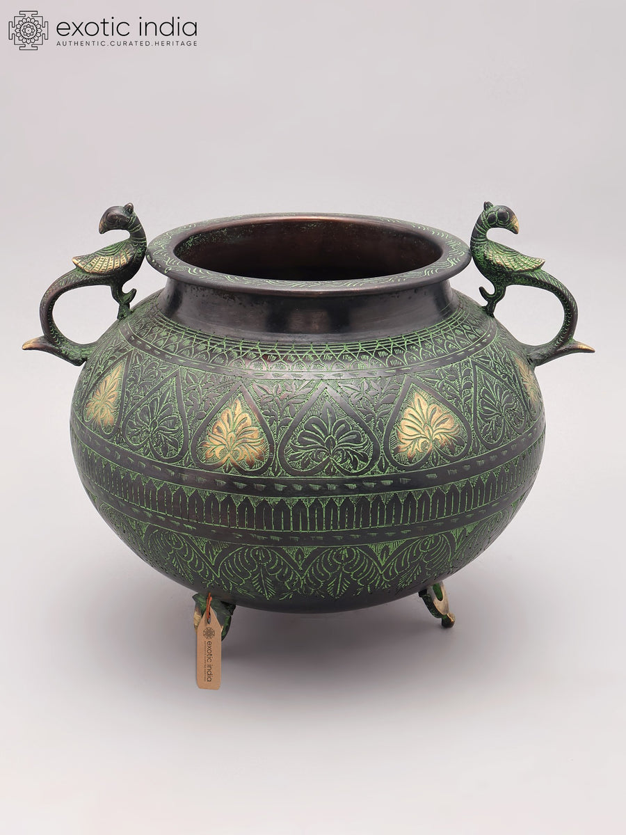14" Pot Design Brass Planter for Home Decor