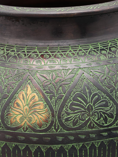 14" Pot Design Brass Planter