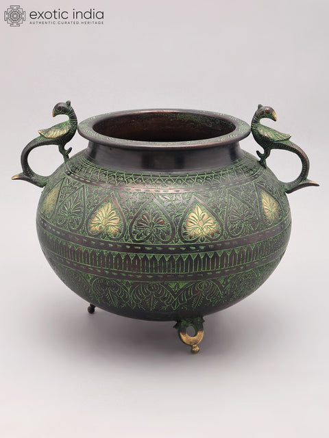 14" Pot Design Brass Planter