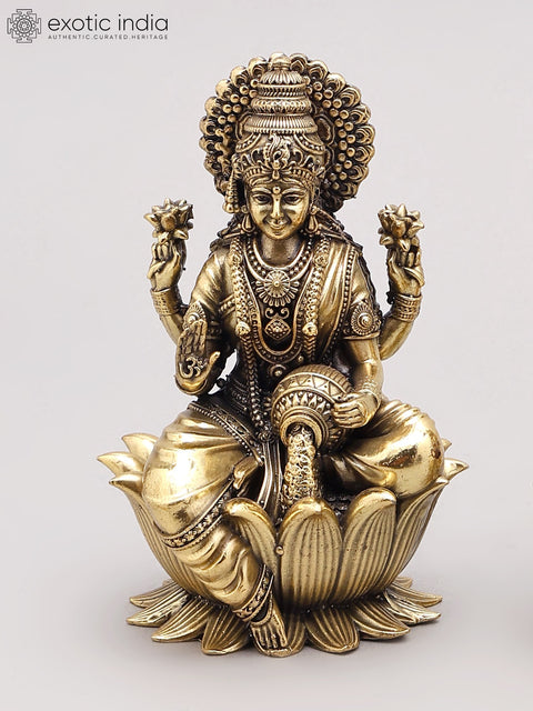 5" Small Superfine Trio of Ganesha Lakshmi Saraswati | Brass Statues