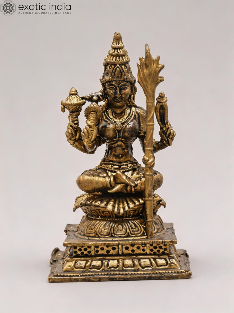 2" Small Goddess Rajarajeshvari Copper Idol for Pooja