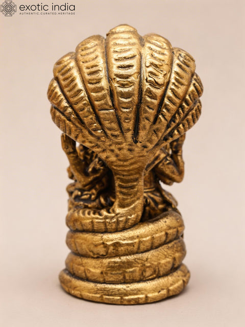 3" Small Lakshmi - Narasimha Seated on Sheshnag | Copper Statue