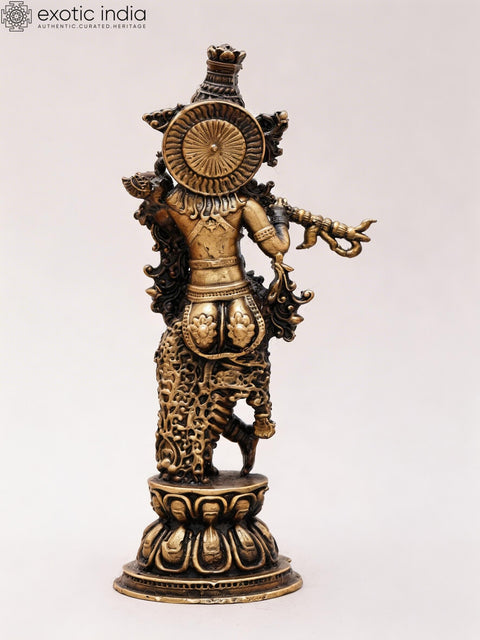 4" Small Lord Krishna Playing Flute | Copper Statue