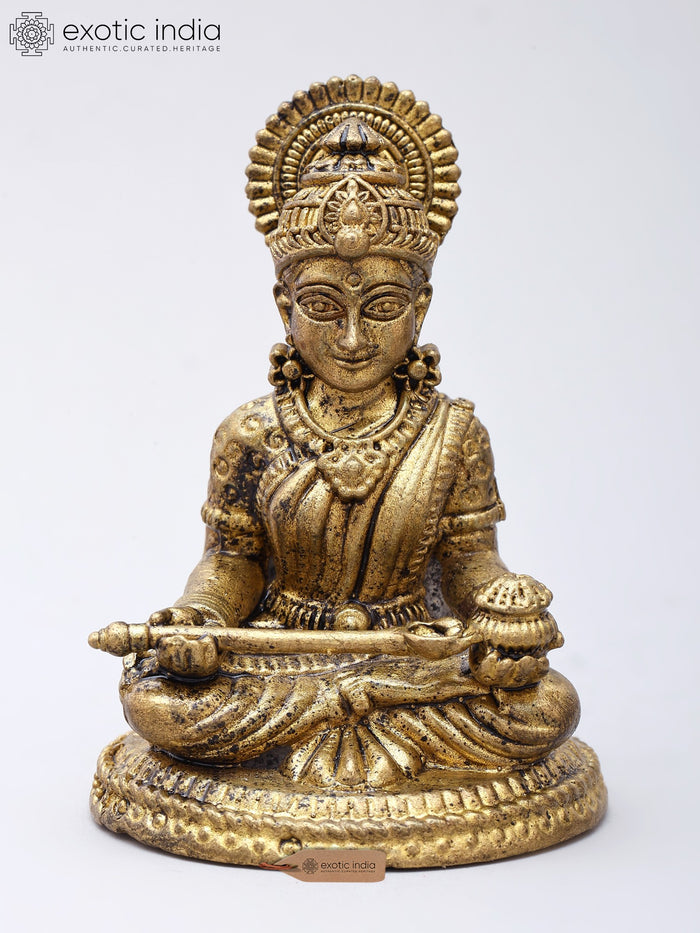 Small Sitting Goddess Annapurna | Copper Statue