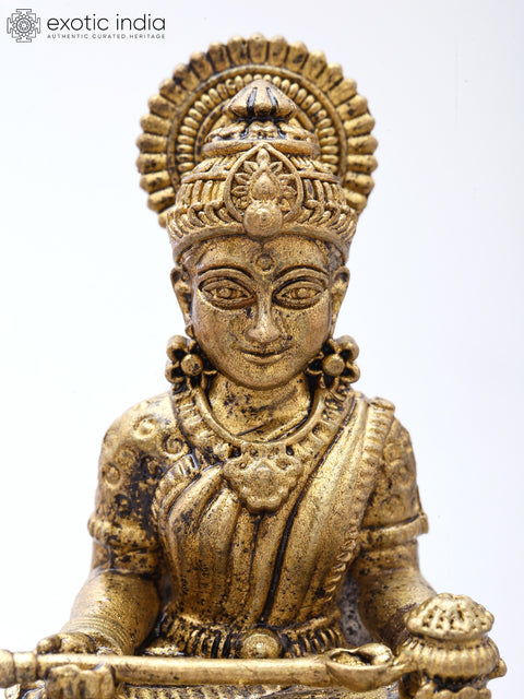 Small Sitting Goddess Annapurna | Copper Statue