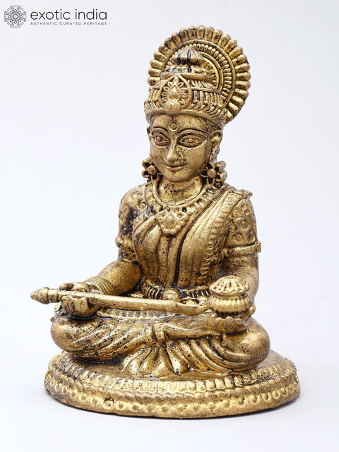 Small Sitting Goddess Annapurna | Copper Statue