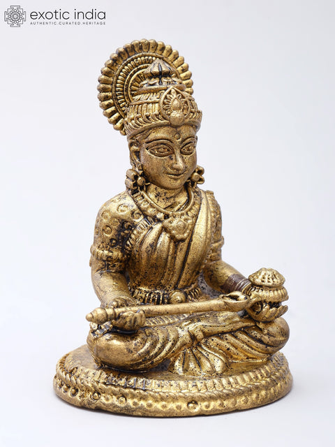 Small Sitting Goddess Annapurna | Copper Statue