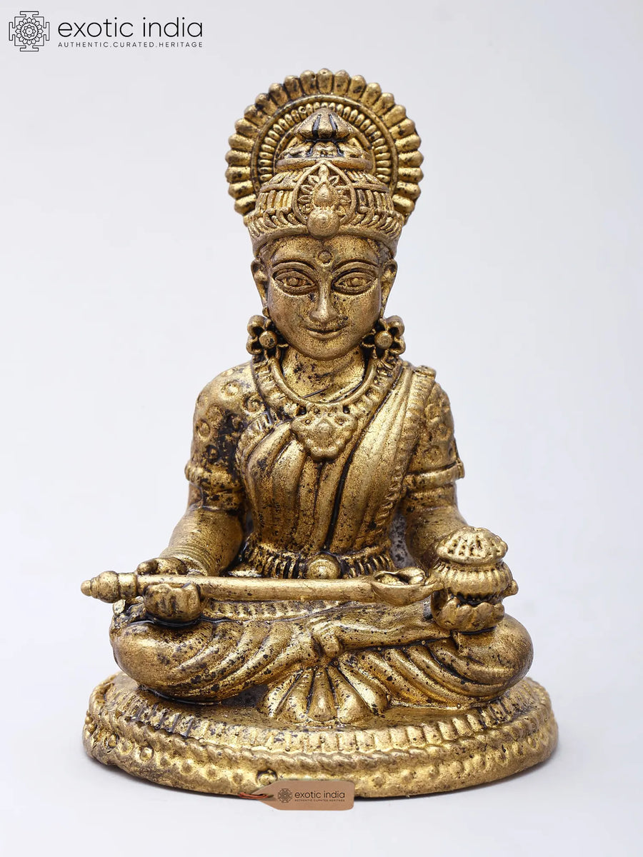 Small Sitting Goddess Annapurna Copper Statue for Home Pooja