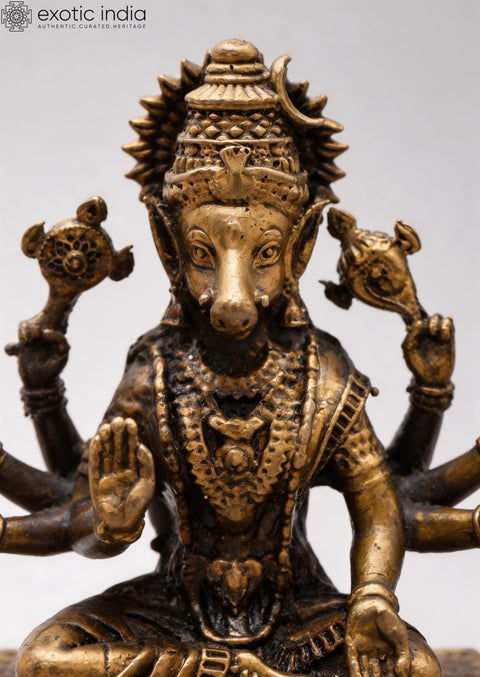 3" Small Eight Armed Goddess Varahi | Copper Idol
