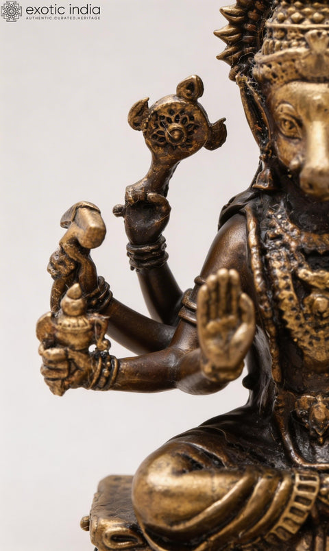 3" Small Eight Armed Goddess Varahi | Copper Idol