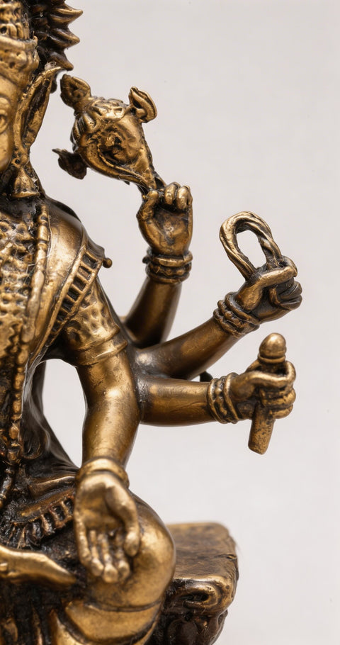 3" Small Eight Armed Goddess Varahi | Copper Idol