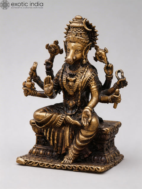 3" Small Eight Armed Goddess Varahi | Copper Idol