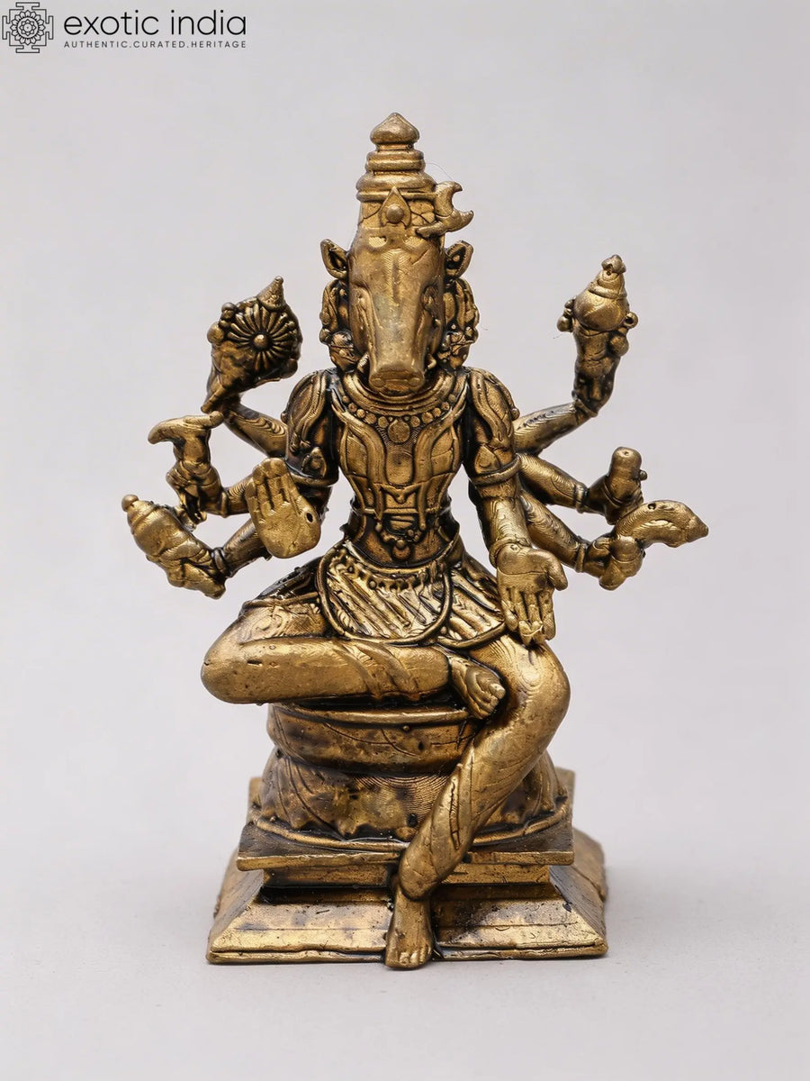2" Small Sitting Goddess Varahi Copper Statue for Pooja