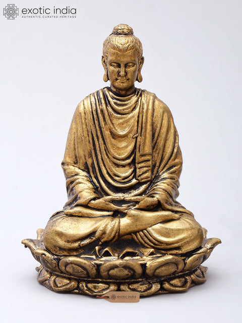 2" Small Meditating Buddha Seated on Lotus | Copper Idol