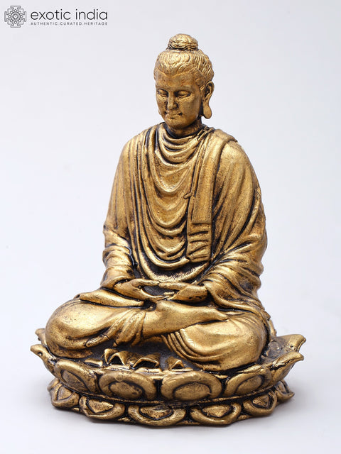 2" Small Meditating Buddha Seated on Lotus | Copper Idol