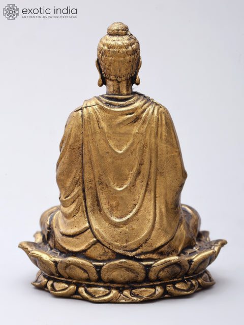 2" Small Meditating Buddha Seated on Lotus | Copper Idol