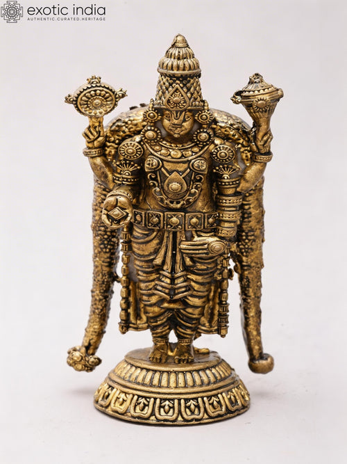 3" Small Lord Tirupati Balaji Copper Statue Handmade Home Decor