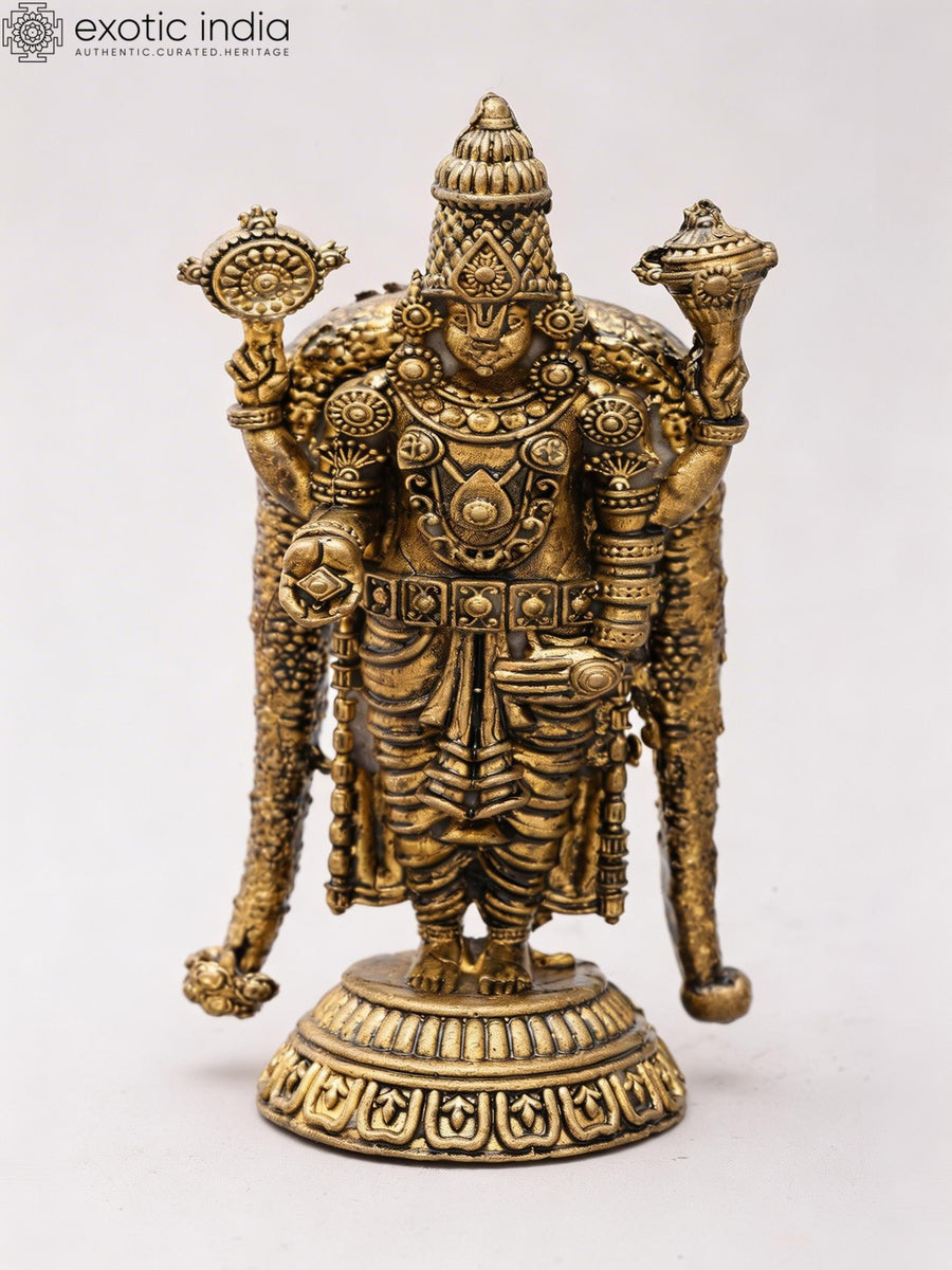 3" Small Lord Tirupati Balaji Copper Statue Handmade Home Decor