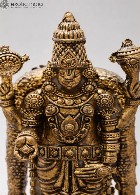 3" Small Lord Tirupati Balaji (Venkateshvara) | Copper Statue