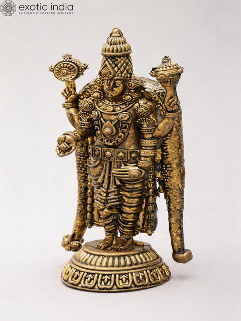 3" Small Lord Tirupati Balaji (Venkateshvara) | Copper Statue